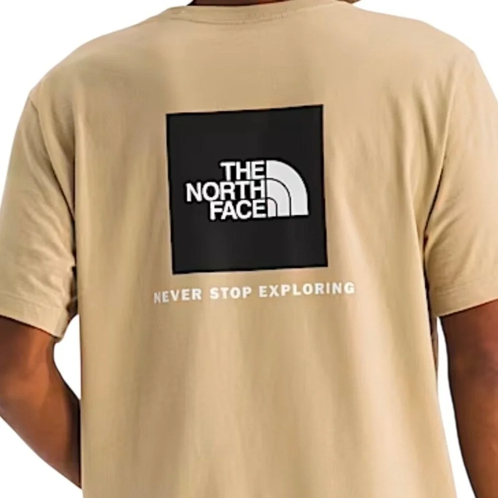 The North Face Mens XL Circular Design Box Logo Graphic T-Shirt Tan Khaki